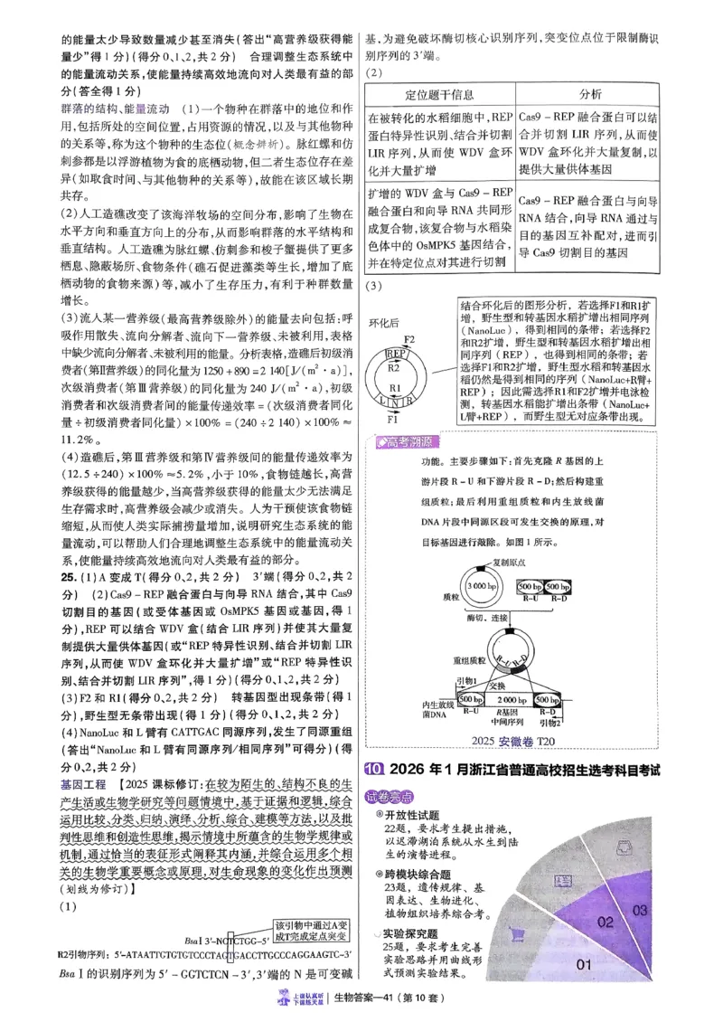 2026生物金考卷特快专递第6期《一模精选卷》答案册_第六期物化生_2026生物金考卷特快专递第6期《一模精选卷》