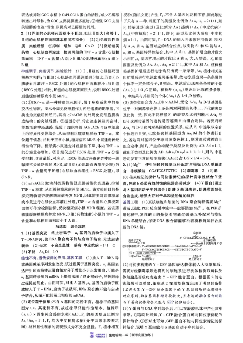 2026生物金考卷特快专递第6期《一模精选卷》答案册_第六期物化生_2026生物金考卷特快专递第6期《一模精选卷》