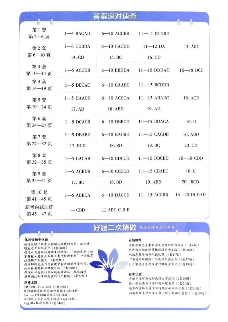 2026生物金考卷特快专递第6期《一模精选卷》答案册_第六期物化生_2026生物金考卷特快专递第6期《一模精选卷》