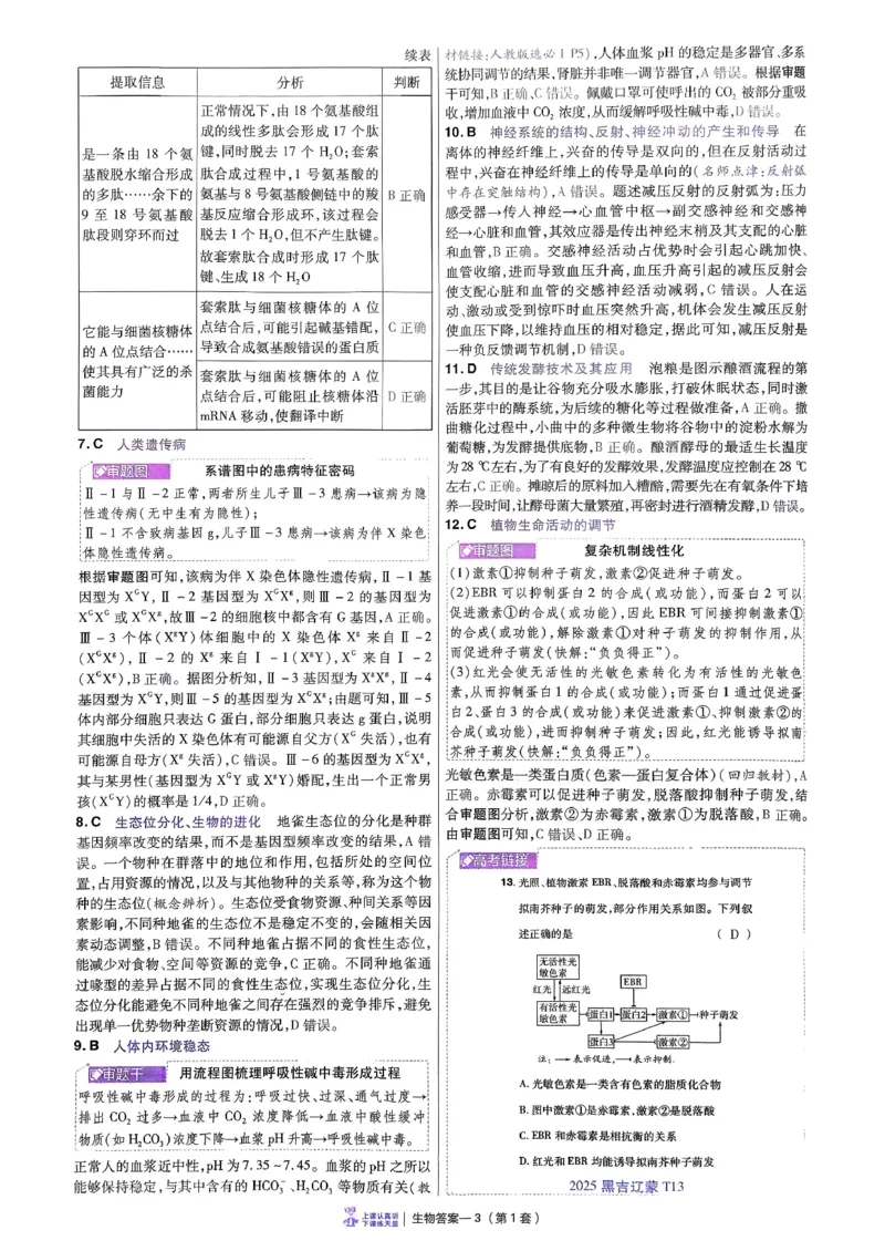 2026生物金考卷特快专递第6期《一模精选卷》答案册_第六期物化生_2026生物金考卷特快专递第6期《一模精选卷》