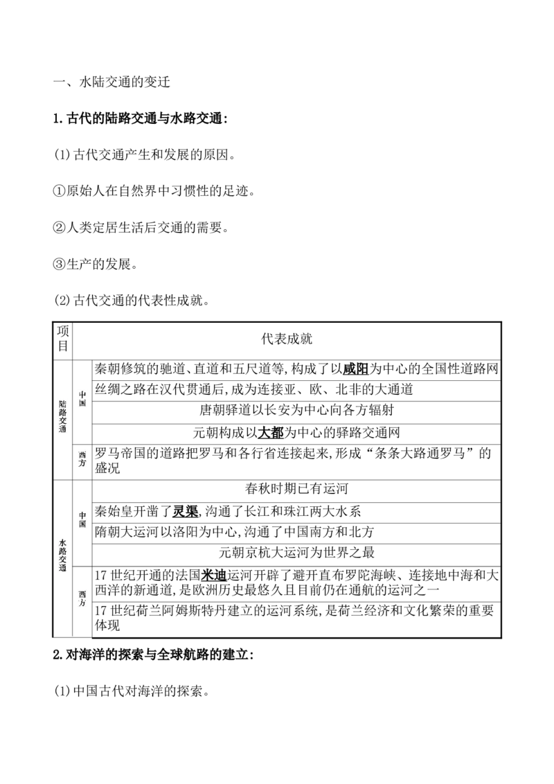 第三十单元交通与社会变迁教案_07高考历史_新高考复习资料_2022年新高考复习资料_2022届一轮复习讲练结合7.11更新_系列1_第三十单元交通与社会变迁
