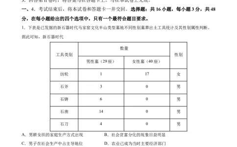 阶段性检测卷02中国古代史（二）（原卷版）_新高考复习资料_2024年新高考复习资料_一轮复习资料_完2024年高考历史一轮复习考点通关卷（新高考通用）_阶段性检测卷