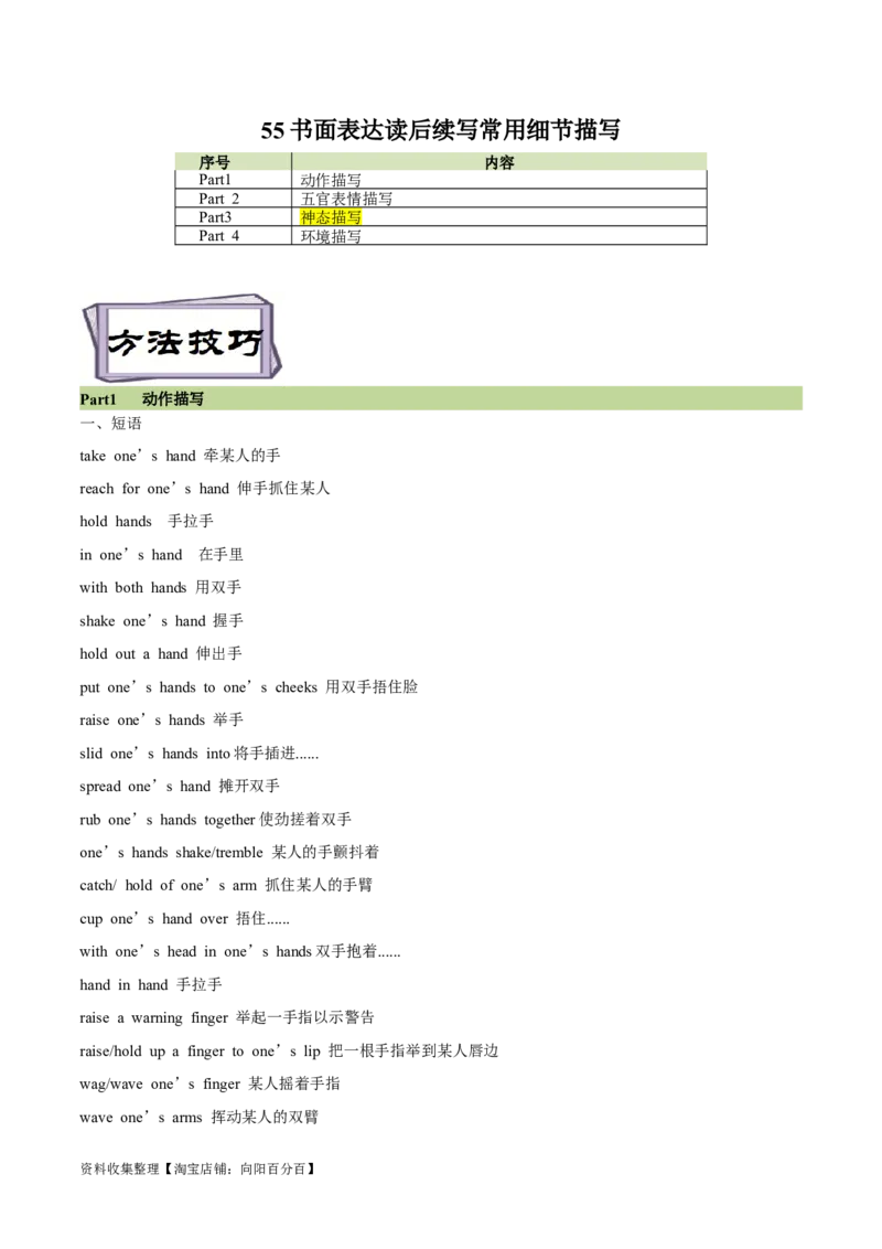 考点55-书面表达读后续写常用细节描写（重难题型）（解析版）_03高考英语_通用版（老高考）复习资料_2024年复习资料_完备战2024年高考英语一轮复习考点帮（全国通用）