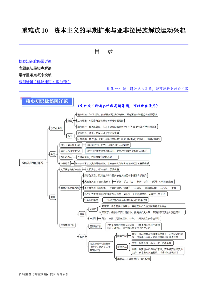 重难点10资本主义的早期扩张与亚非拉的民族解放运动（解析版）_新高考复习资料_2024年新高考复习资料_专项复习资料_❤2024年高考历史热点&middot;重点&middot;难点专练（新高考专用）