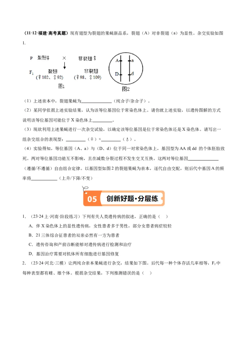 专题04遗传的基本规律和人类遗传病（讲义）（原卷版）_新高考复习资料_2024年新高考复习资料_二轮复习资料_讲义
