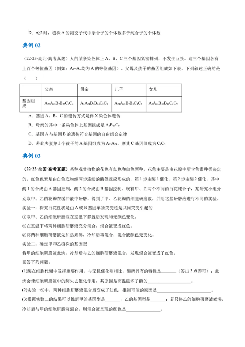 专题04遗传的基本规律和人类遗传病（讲义）（原卷版）_新高考复习资料_2024年新高考复习资料_二轮复习资料_讲义