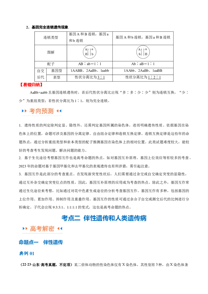 专题04遗传的基本规律和人类遗传病（讲义）（原卷版）_新高考复习资料_2024年新高考复习资料_二轮复习资料_讲义