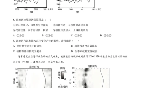 2025年高考地理试卷（天津）（空白卷）_天天津市历年高考真题_30.天津_2015-2025（天津）地理高考真题