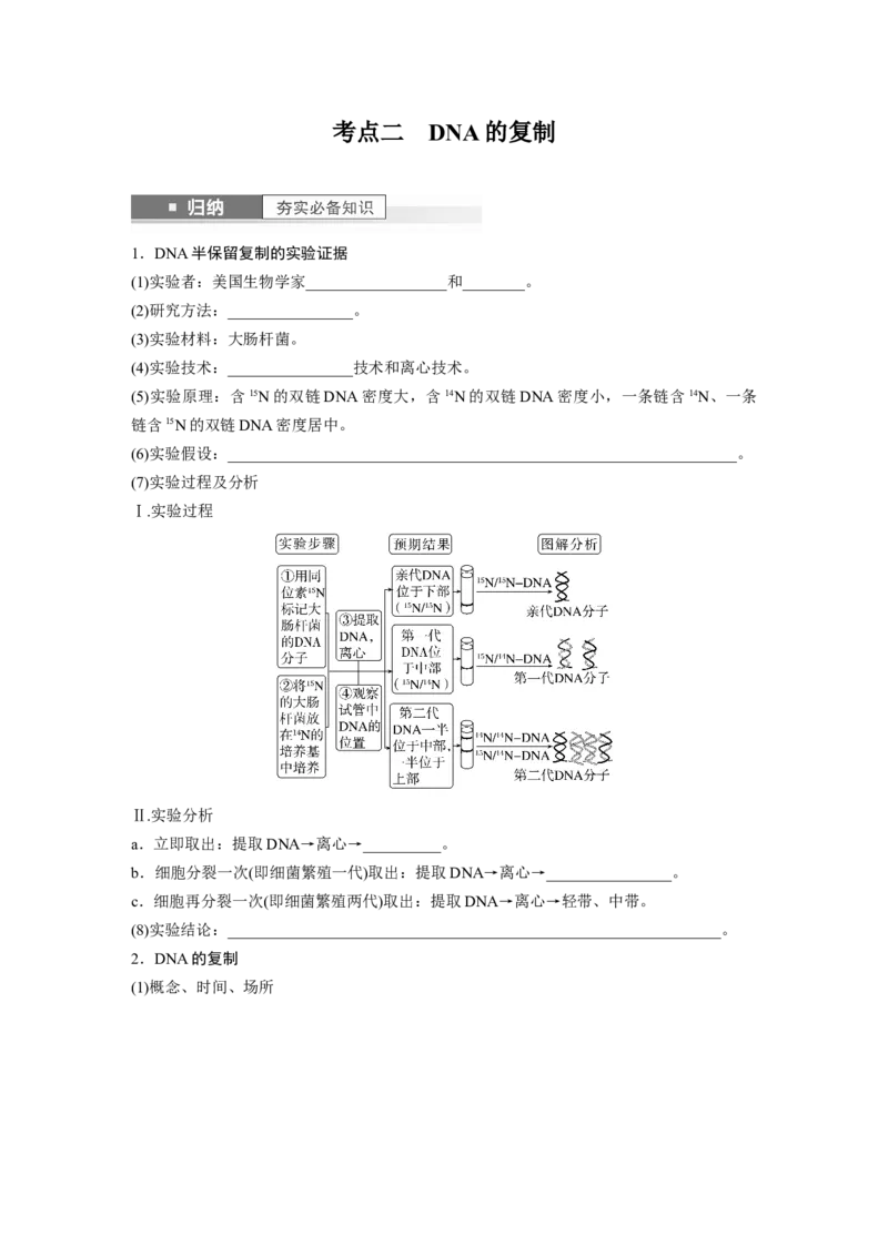 第6单元　第2课时　DNA的结构与复制_2024年新高考资料_1.2024一轮复习_2024年高考生物一轮复习讲义（新人教版）_学生版在此文件夹_大一轮复习讲义_第六单元　遗传的物质基础