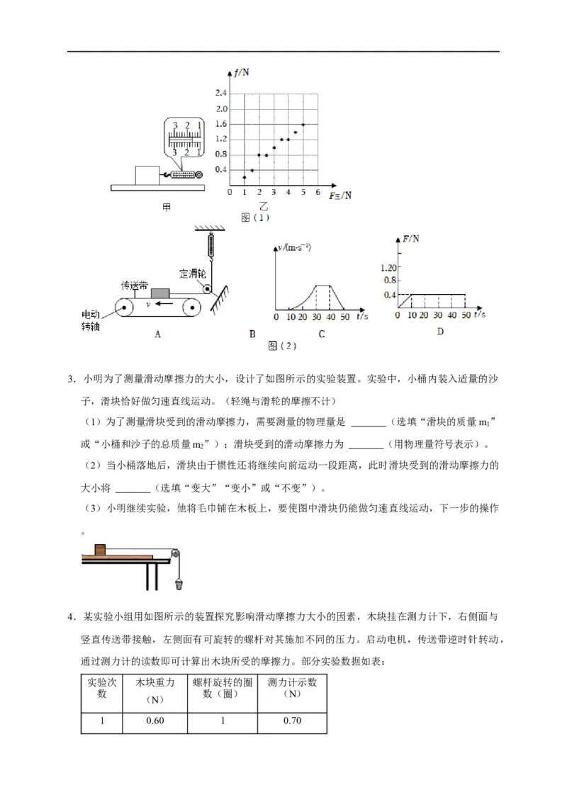 专题05摩擦力的影响因素实验（原卷版）_8、物理总复习_8.中考物理总复习_2023年中考复习资料_二轮复习_2023年中考物理二轮题型专项复习（全国通用）