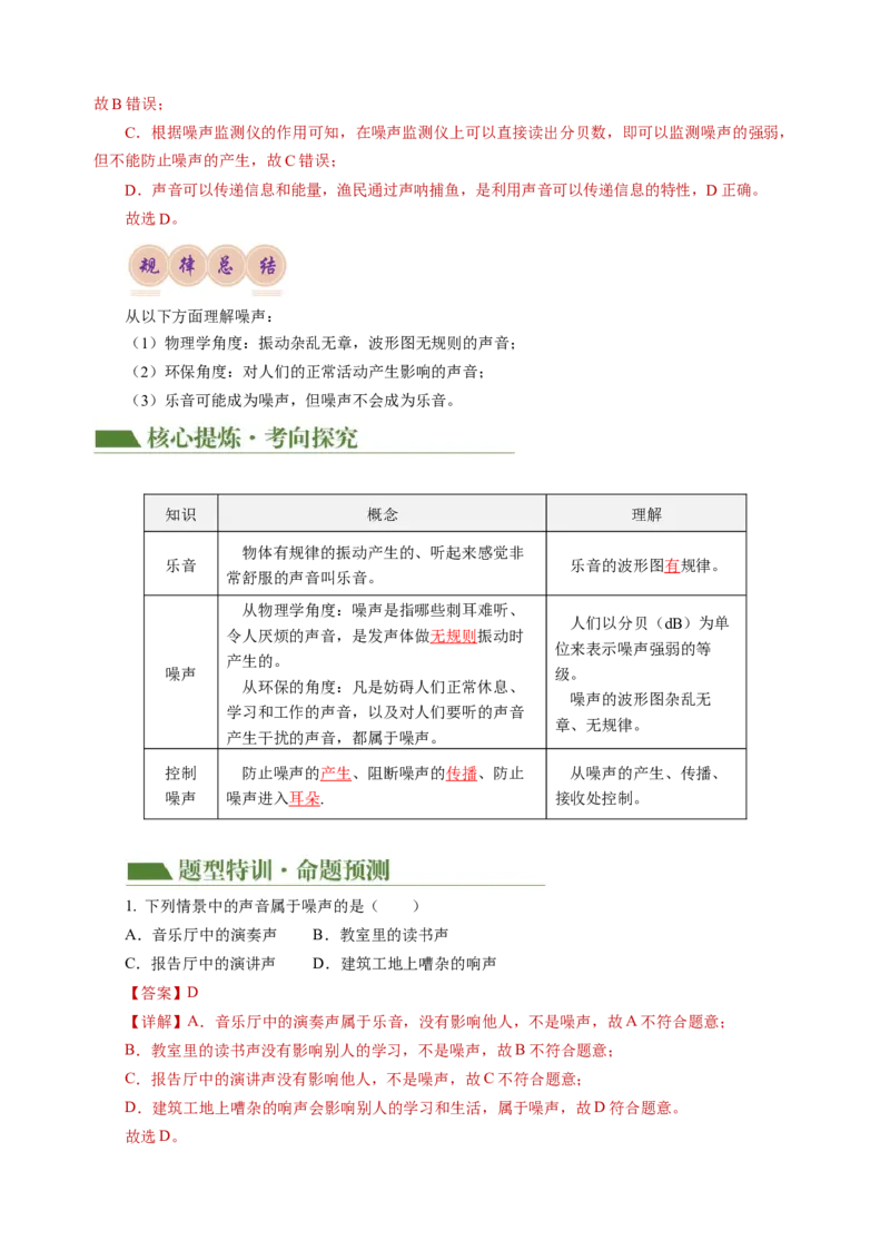 专题01声学（讲练）解析版_8、物理总复习_8.中考物理总复习_2024年中考复习资料_二轮复习资料_完2024年中考物理二轮复习课件+讲义+练习（全国通用）