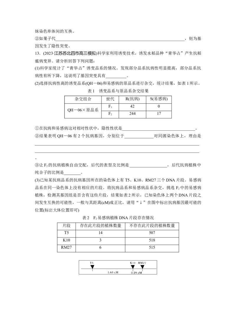 第7单元　课时练1　基因突变与基因重组_2024年新高考资料_1.2024一轮复习_2024年高考生物一轮复习讲义（新人教版）_学生版在此文件夹_一轮复习69练_第七单元　生物的变异和进化