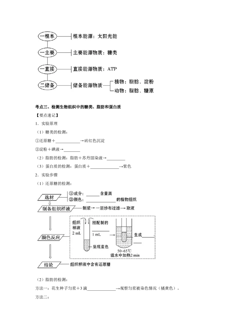 专题02细胞中的无机物、糖类与脂质（学生版）_新高考复习资料_2023年新高考复习资料_二轮复习_增分要点2023高考生物二轮复习专题解读和分层训练291073137