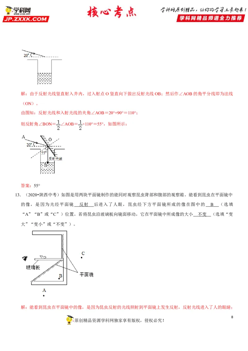 专题06光的反射与平面镜成像特点探究（解析版）-2022年中考物理二轮专项复习核心考点讲解与必刷题型汇编（全国通用）_8、物理总复习_8.中考物理总复习_2022年中考复习资料