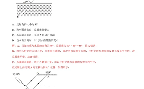 专题06光的反射与平面镜成像特点探究（解析版）-2022年中考物理二轮专项复习核心考点讲解与必刷题型汇编（全国通用）_8、物理总复习_8.中考物理总复习_2022年中考复习资料