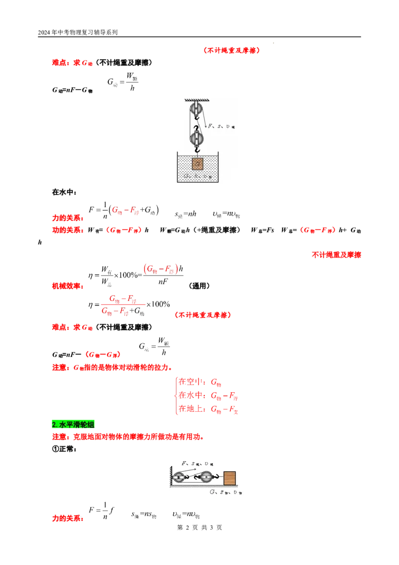 23.&ldquo;机械效率综合&rdquo;-2024年中考物理重难点突破与题型归类总复习_8、物理总复习_2024年中考复习资料_专项复习资料_2024年中考物理复习辅导系列_重难点突破及题型归类