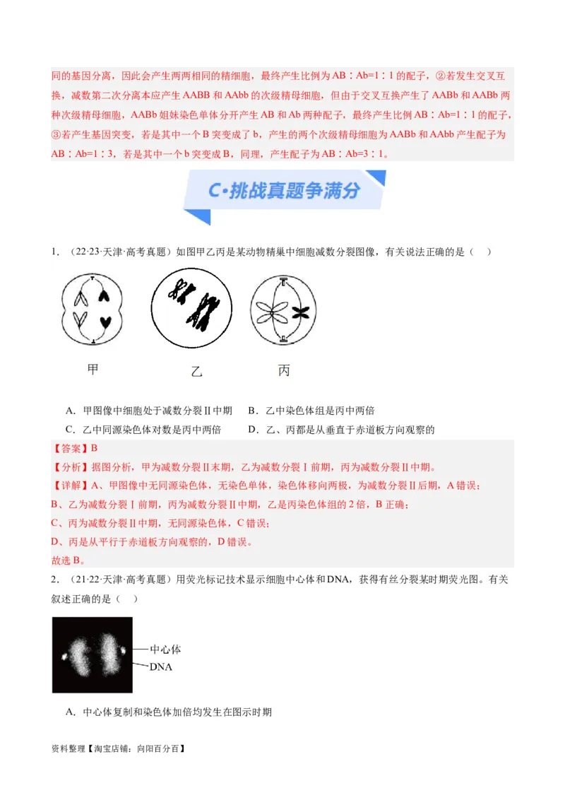 专题03细胞的生命历程（分层练）（解析版）_新高考复习资料_2024年新高考复习资料_二轮复习资料_高频考点解密2024年高考生物二轮复习高频考点追踪与预测（新高考专用）_分层练