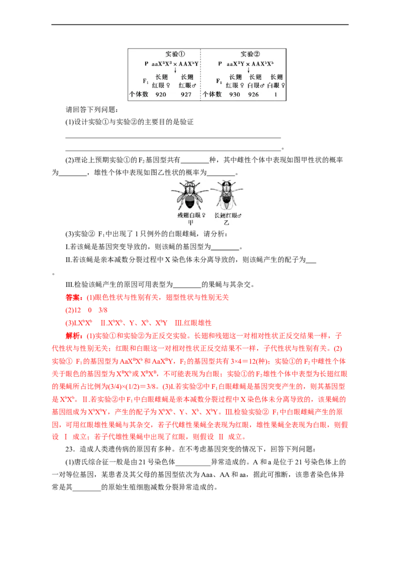 专题08伴性遗传和人类遗传病（测试卷）-2023年高考生物二轮复习讲练测（全国通用）（解析版）_通用版（老高考）复习资料_2023年复习资料_二轮复习