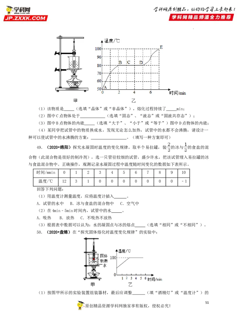 专题04温度物态变化（原卷版）_8、物理总复习_8.中考物理总复习_2022年中考复习资料_三年（2019-2021）中考真题物理分项汇编（全国通用）