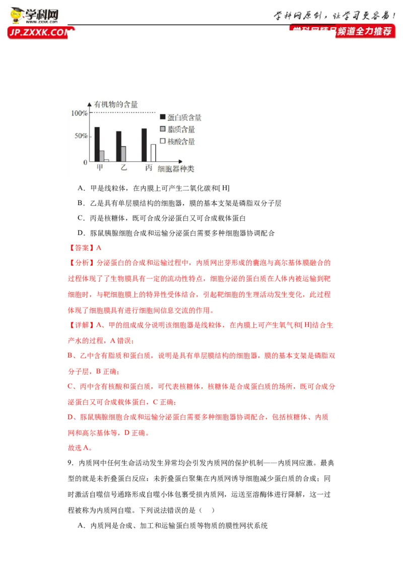 第二单元细胞的基本结构（测试卷）（解析版)_2024年新高考资料_3.2024专项复习_备战2024年高考生物一轮复习重难点专项突破