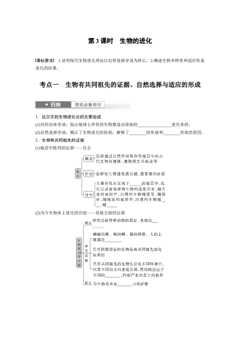 第7单元　第3课时　生物的进化_2024年新高考资料_1.2024一轮复习_2024年高考生物一轮复习讲义（新人教版）_学生版在此文件夹_大一轮复习讲义_第七单元　生物的变异和进化