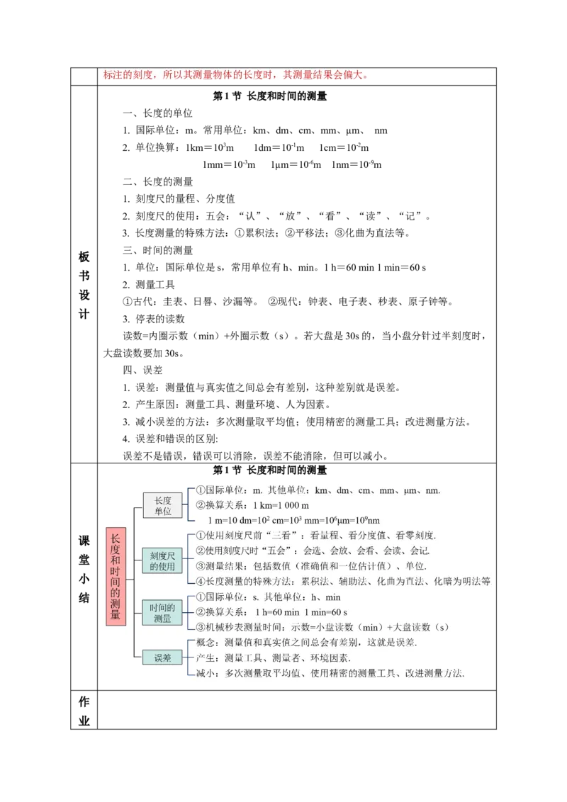 1.1长度和时间的测量（教学设计）-（人教版2024）_初物_八年级上下册+九年级全一册物理_八年级物理上册_教学设计（完）