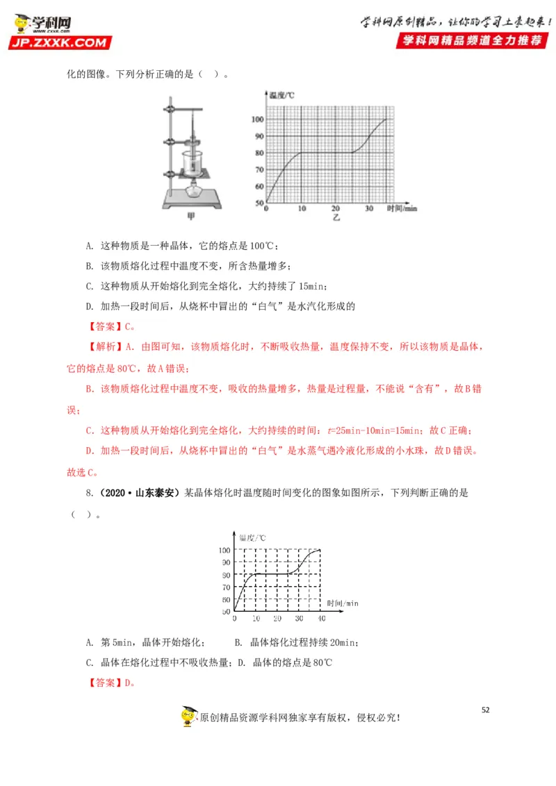 专题04温度物态变化（解析版）_8、物理总复习_8.中考物理总复习_2022年中考复习资料_三年（2019-2021）中考真题物理分项汇编（全国通用）