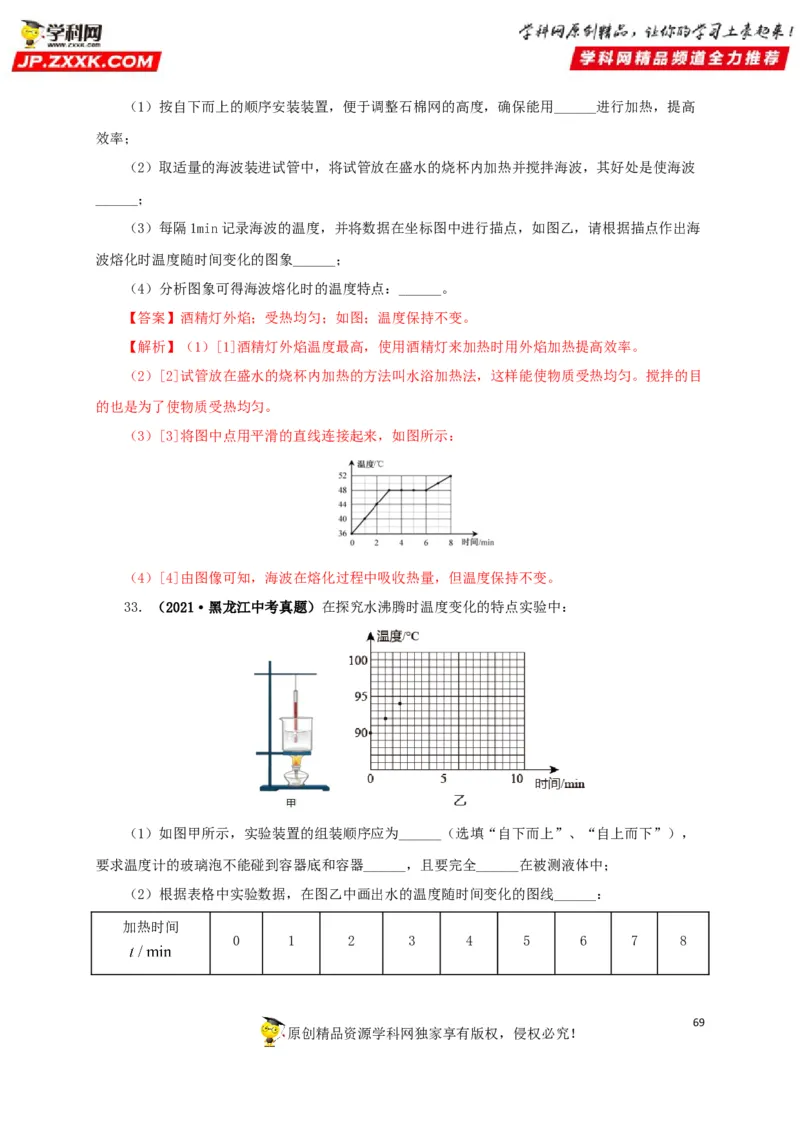 专题04温度物态变化（解析版）_8、物理总复习_8.中考物理总复习_2022年中考复习资料_三年（2019-2021）中考真题物理分项汇编（全国通用）