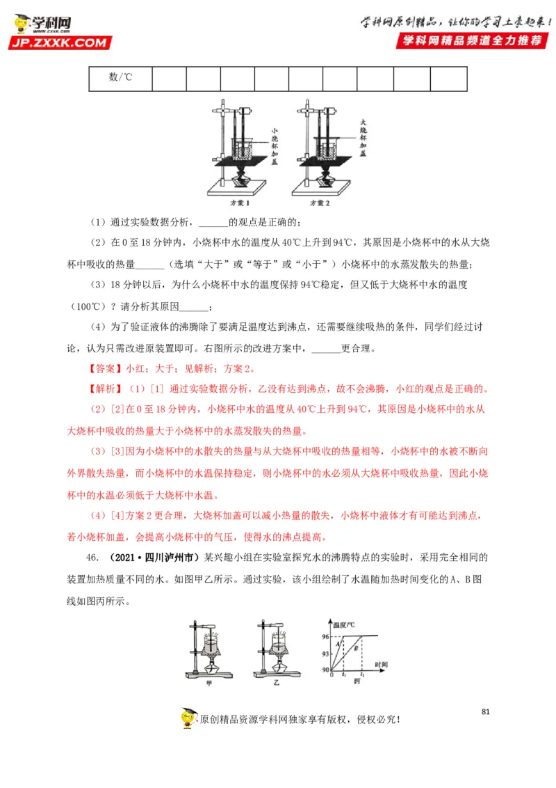 专题04温度物态变化（解析版）_8、物理总复习_8.中考物理总复习_2022年中考复习资料_三年（2019-2021）中考真题物理分项汇编（全国通用）