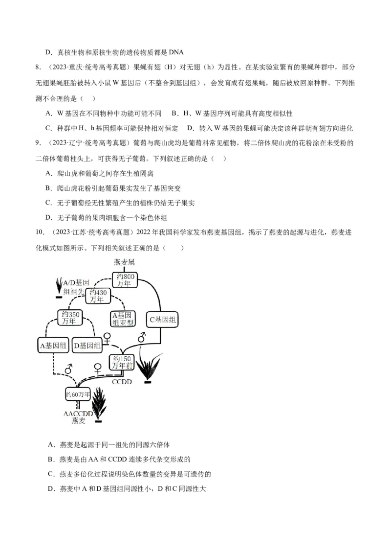 专题06变异与进化（分层练）（原卷版）_新高考复习资料_2024年新高考复习资料_二轮复习资料_高频考点解密2024年高考生物二轮复习高频考点追踪与预测（新高考专用）_分层练