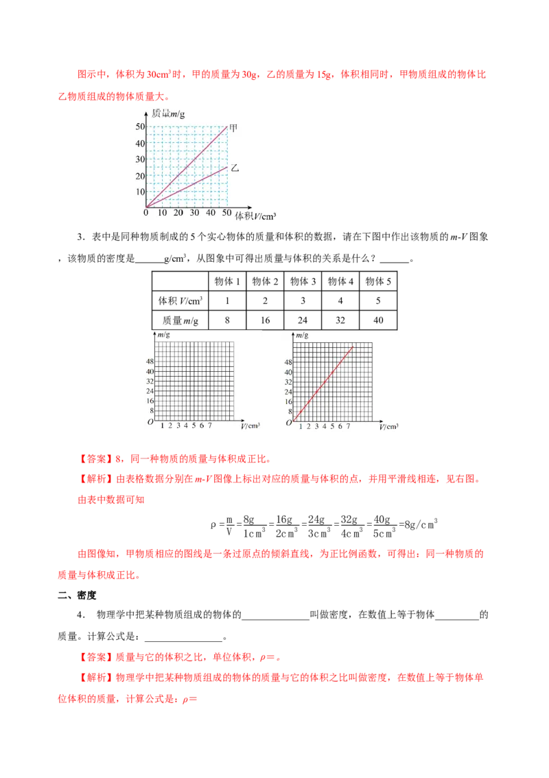 6.2密度（分层作业）-（人教版）解析版_初物_八年级上下册+九年级全一册物理_八年级物理上册_老课标资料_同步练习