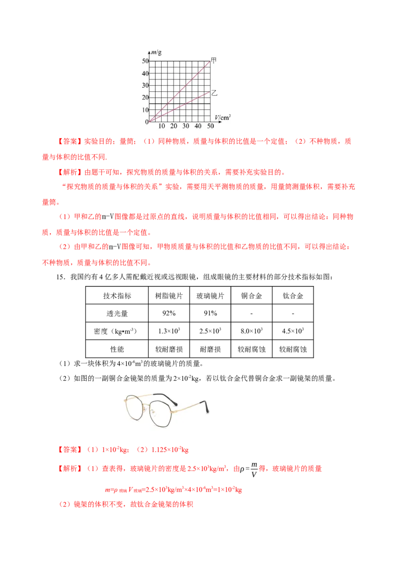 6.2密度（分层作业）-（人教版）解析版_初物_八年级上下册+九年级全一册物理_八年级物理上册_老课标资料_同步练习