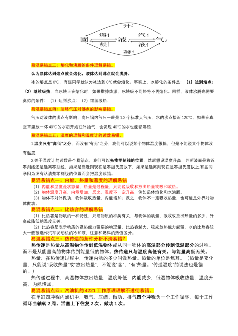 2024年中考物理易混易错点梳理_8、物理总复习_2024年中考复习资料_三轮复习_2024年中考物理考前最后一课