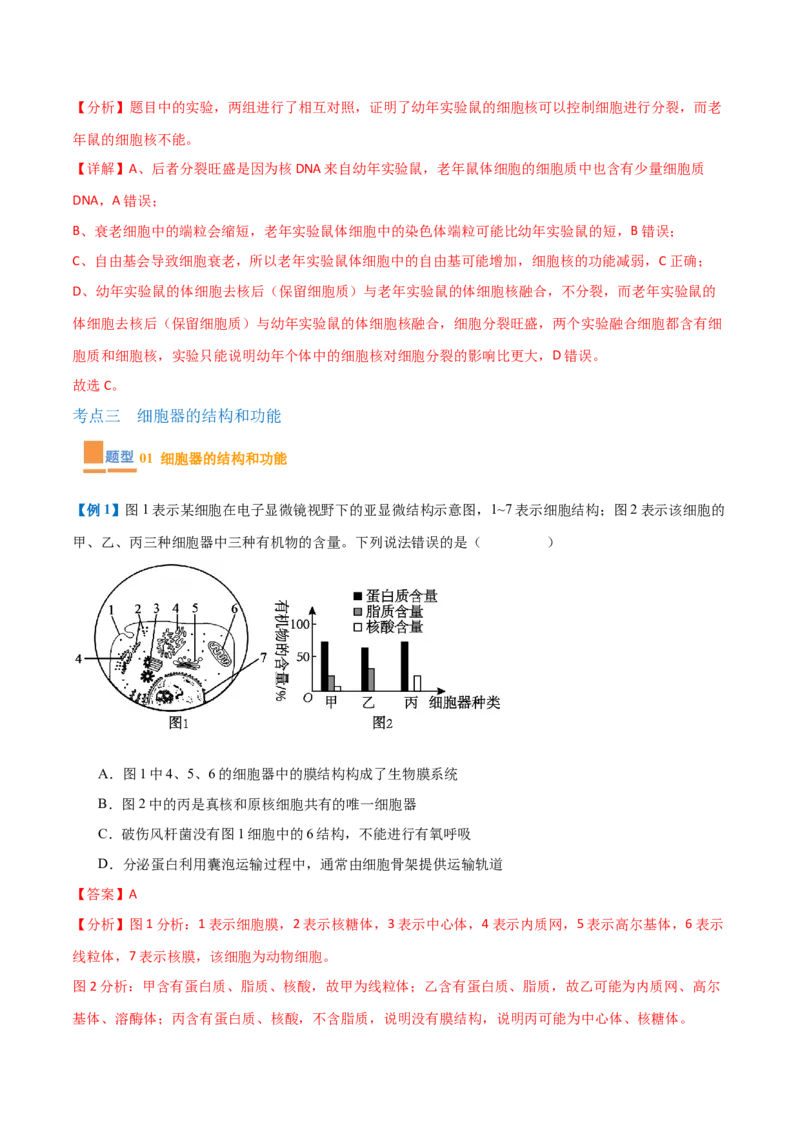专题02细胞的基本结构（9大题型）（解析版）_2025年新高考资料_一轮复习_备战2025年高考生物一轮复习题型全覆盖（新高考通用）
