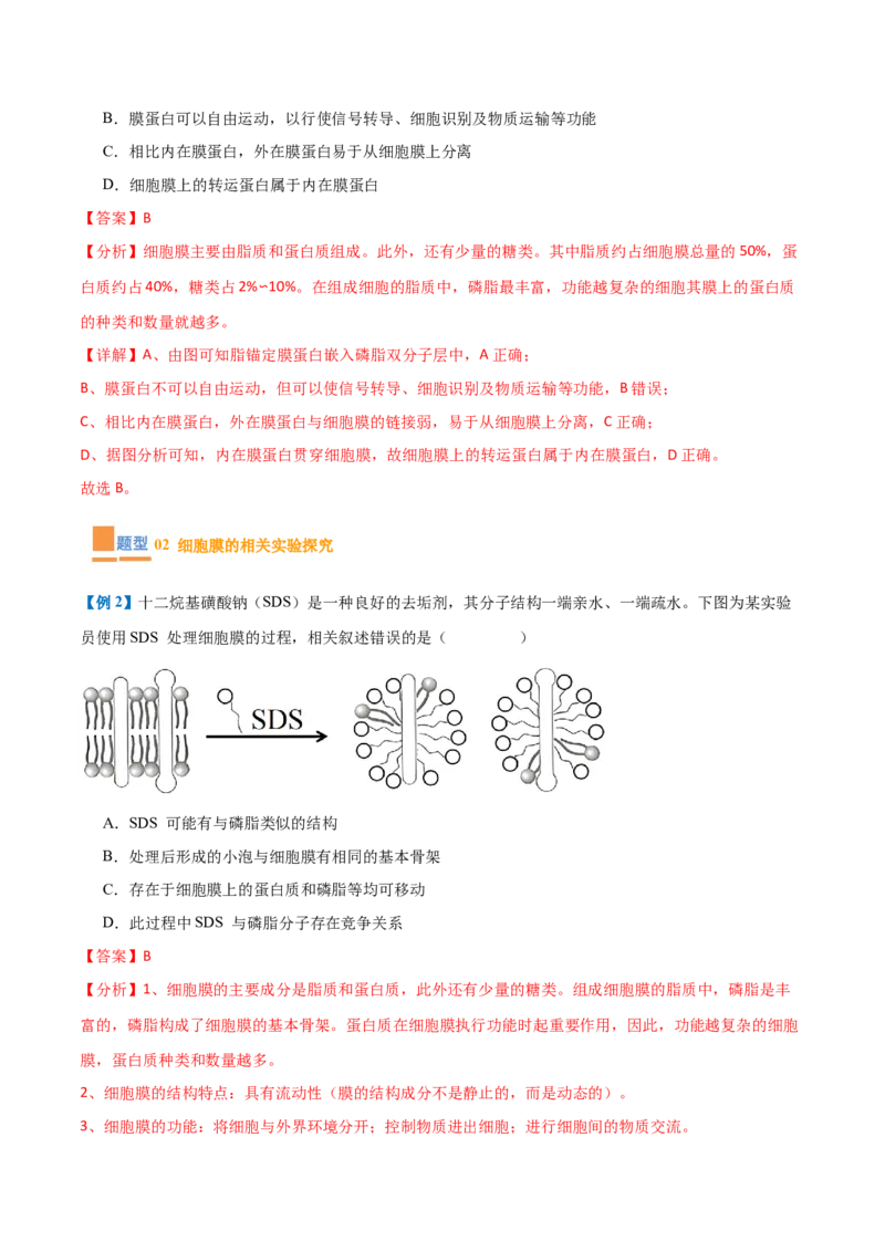 专题02细胞的基本结构（9大题型）（解析版）_2025年新高考资料_一轮复习_备战2025年高考生物一轮复习题型全覆盖（新高考通用）