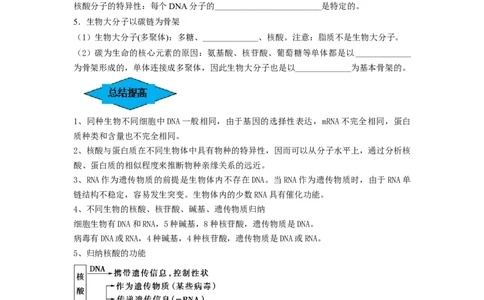 专题03蛋白质和核酸（串讲）（原卷版）_新高考复习资料_2024年新高考复习资料_一轮复习资料_完备战2024年高考生物一轮复习串讲精练（新高考专用）_串讲