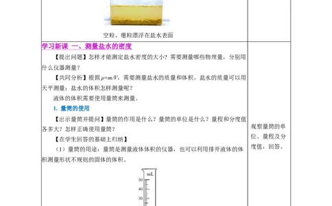 6.3测量液体和固体的密度（教学设计）-（人教版2024）_初物_八年级上下册+九年级全一册物理_八年级物理上册_教学设计（完）