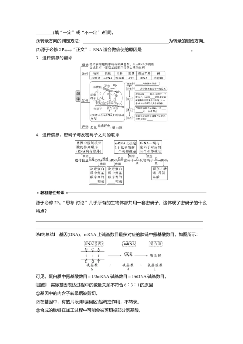 第6单元　第3课时　基因的概念与表达_2024年新高考资料_1.2024一轮复习_2024年高考生物一轮复习讲义（新人教版）_学生版在此文件夹_大一轮复习讲义_第六单元　遗传的物质基础