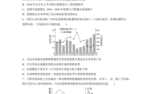第9单元　课时练1　种群的数量特征_2024年新高考资料_1.2024一轮复习_2024年高考生物一轮复习讲义（新人教版）_学生版在此文件夹_一轮复习69练_第九单元　生物与环境