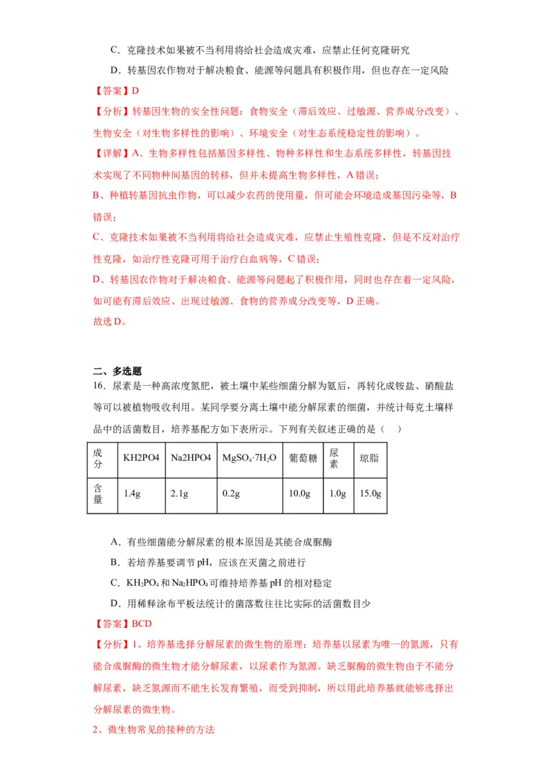 第十单元生物技术与工程（测试卷）（解析版）_2024年新高考资料_3.2024专项复习_备战2024年高考生物一轮复习重难点专项突破