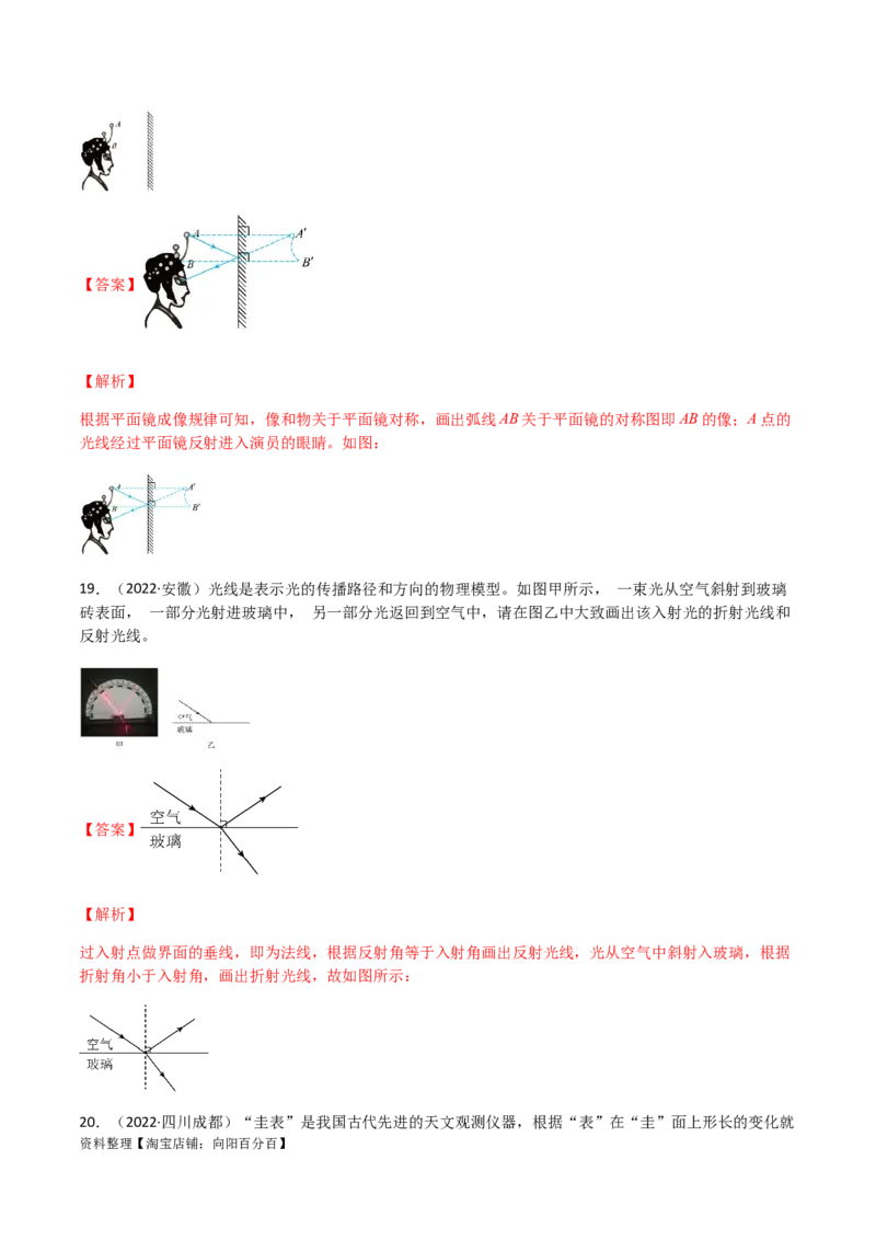 专题04光现象-（2022-2020）三年中考物理试题分项汇编（全国通用）（解析版）_8、物理总复习_8.中考物理总复习_2023年中考复习资料_专项复习_解析版