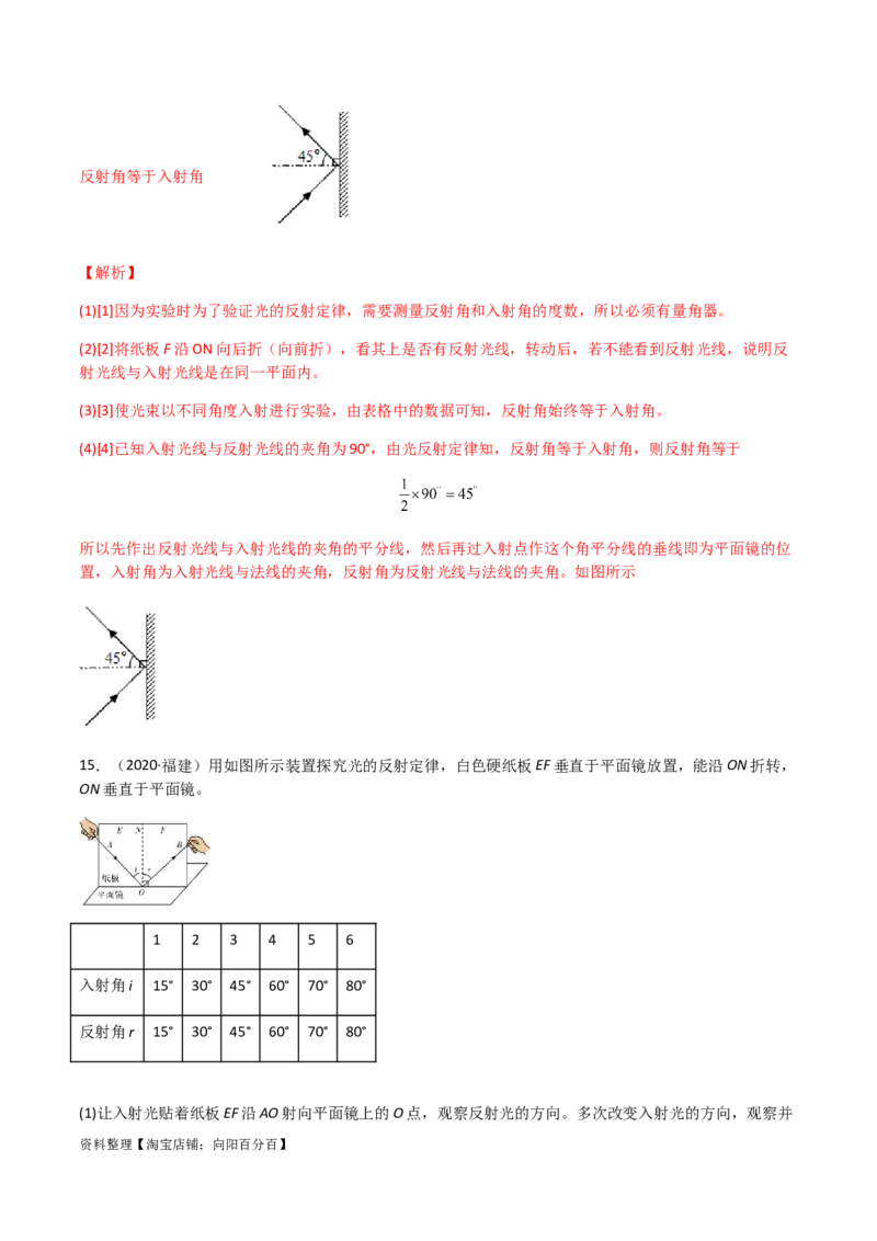 专题04光现象-（2022-2020）三年中考物理试题分项汇编（全国通用）（解析版）_8、物理总复习_8.中考物理总复习_2023年中考复习资料_专项复习_解析版