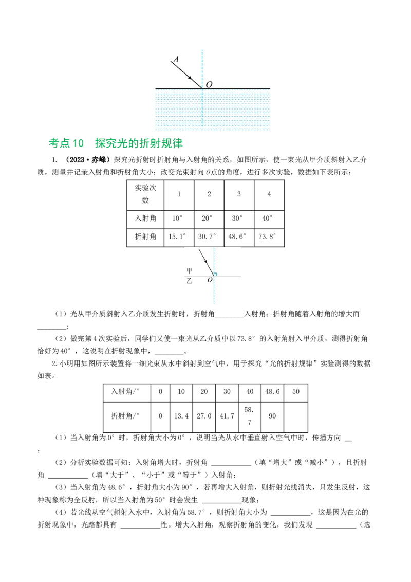 专题02光现象（练习）（原卷版）_8、物理总复习_8.中考物理总复习_2024年中考复习资料_一轮复习资料_完2024年中考物理一轮复习课件+讲义+练习（全国通用）
