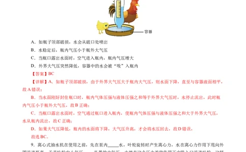 9.4跨学科实践：制作简易活塞式抽水机（分层作业）解析版_初物_八年级上下册+九年级全一册物理_八年级物理下册_分层作业（更新中）