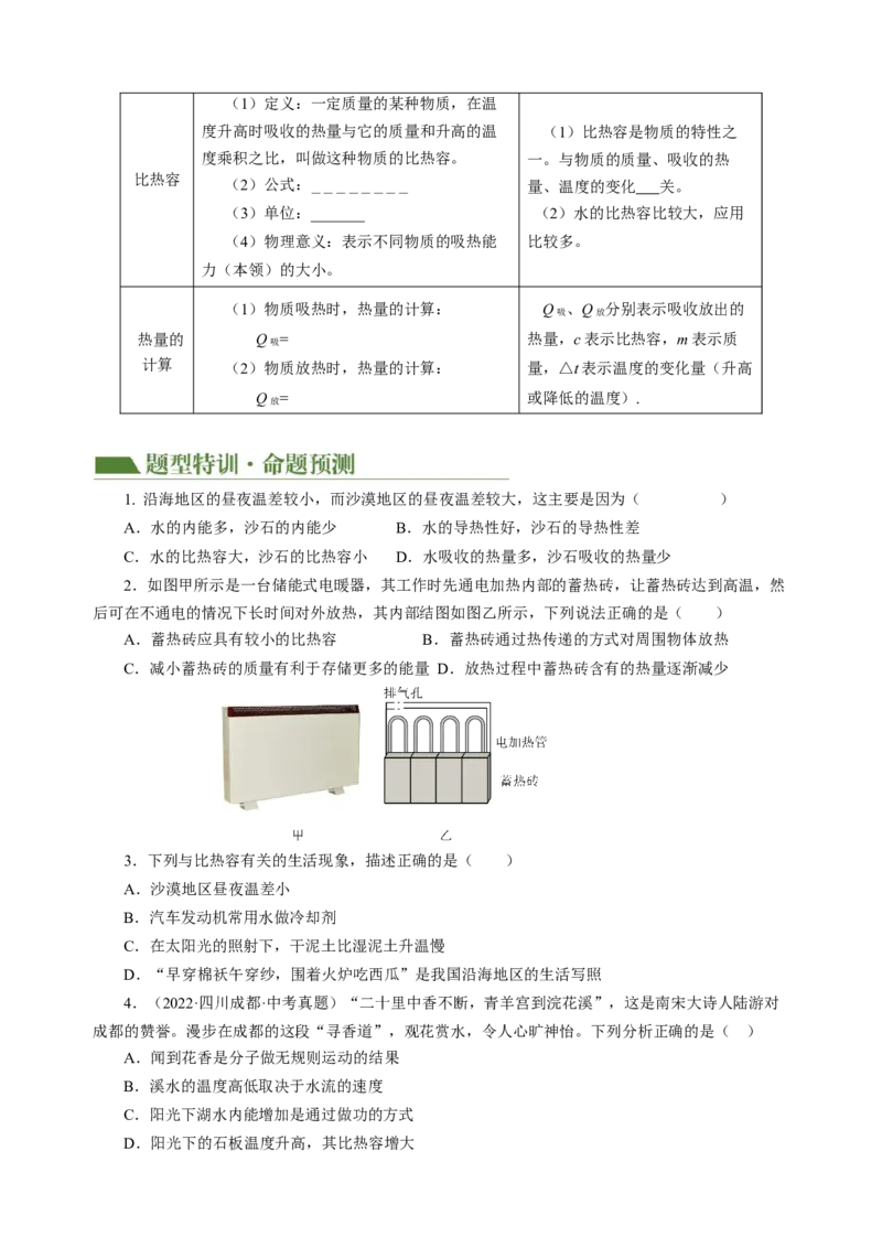 专题04内能内能的利用（讲练）原卷版_8、物理总复习_8.中考物理总复习_2024年中考复习资料_二轮复习资料_完2024年中考物理二轮复习课件+讲义+练习（全国通用）