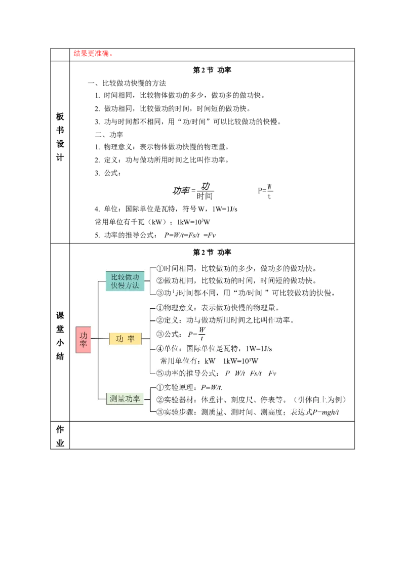 11.2功率（教学设计）-（人教版2024）_初物_八年级上下册+九年级全一册物理_八年级物理下册_教学设计（更新中）