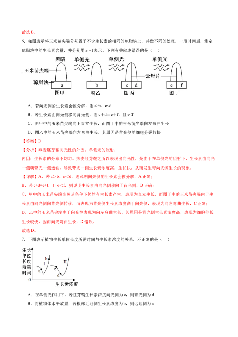 考点通关卷30植物生命活动调节（解析版）_2024年新高考资料_1.2024一轮复习_2024年高考生物一轮复习考点通关卷（新高考通用）