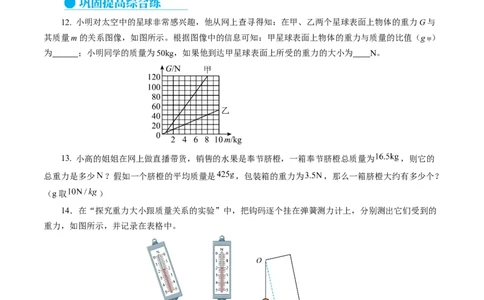 7.3重力（分层作业）原卷版_初物_八年级上下册+九年级全一册物理_八年级物理下册_分层作业（更新中）