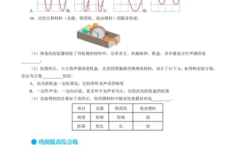 2.5跨学科实践：制作隔音房间模型（分层作业）原卷版_初物_八年级上下册+九年级全一册物理_八年级物理上册_分层作业（完）