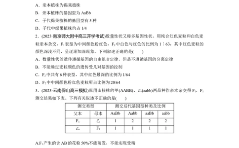 第5单元　课时练6　基因自由组合定律拓展题型突破_2024年新高考资料_1.2024一轮复习_2024年高考生物一轮复习讲义（新人教版）_学生版在此文件夹_一轮复习69练_第五单元　基因的传递规律